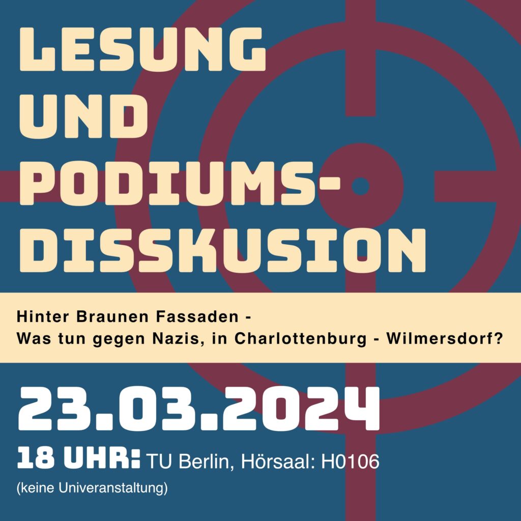 Lesung und Podiumsdiskussion Hinter Braunen Fassaden - Was tun gegen Nazis in Charlottenburg-Wilmersdorf?